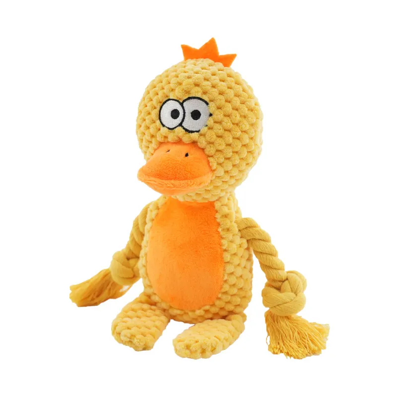 Pet Plush Sound Cotton Rope Toys Interactive Tug Of War Training Item Creative Dog Toy Pet Training Dog Supplies - Duck