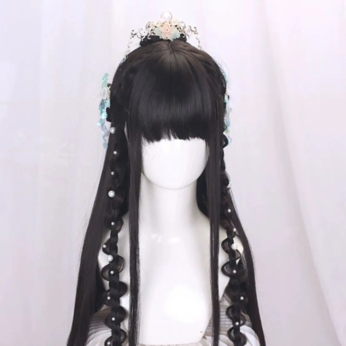 Hanfu Wig One-piece Cos Ancient Costume Style All-match Whole Top Full-head Wig