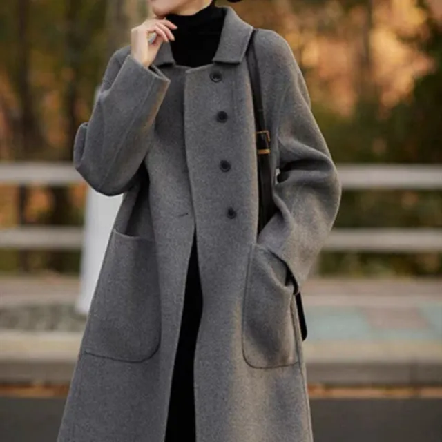 Women's Woolen Coat Plus Size Loose Mid length Gray - Shop at LoveMi