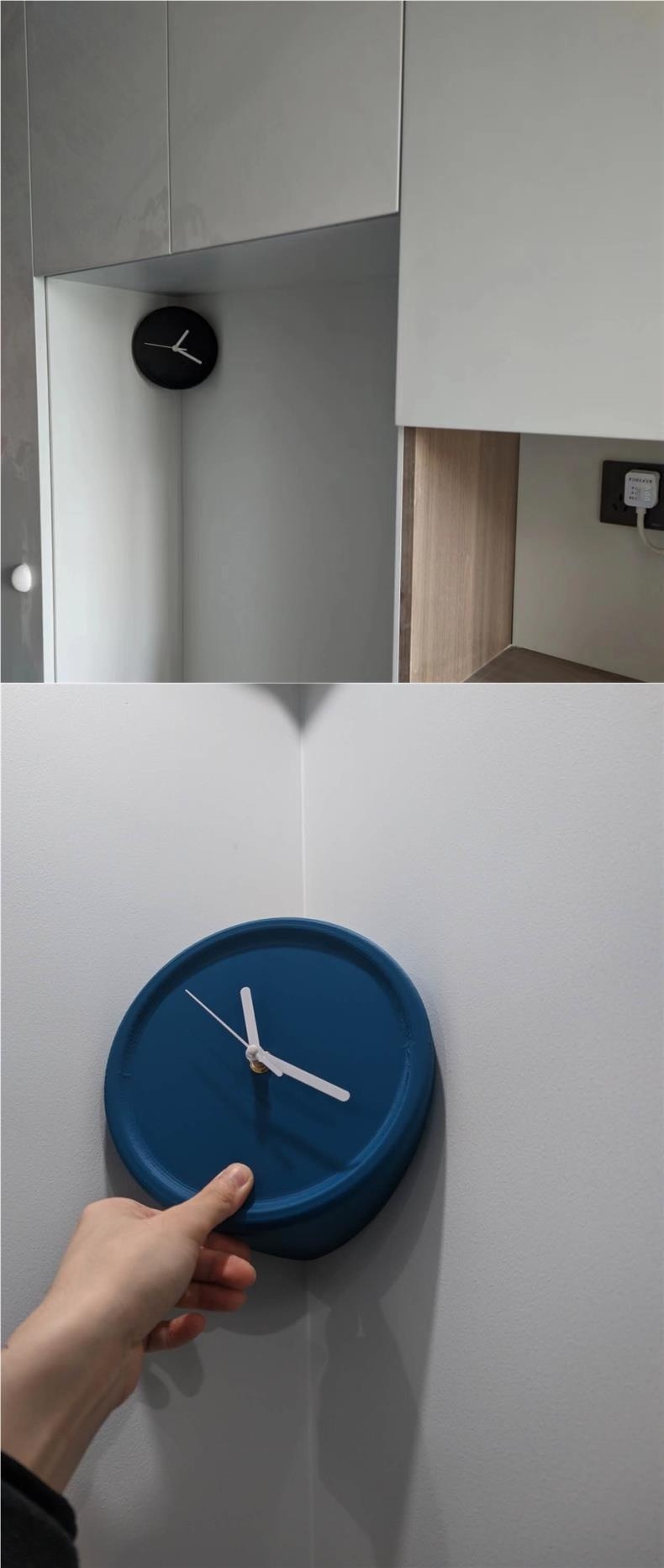 Title 9, Punch-free Internal Corner Wall Clock for Livin...