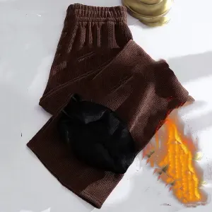 Autumn winter Fleece Wide leg Pants Women's Fleece Thickened Draping High Waist Brown 155 To 163Cm - Shop at LoveMi