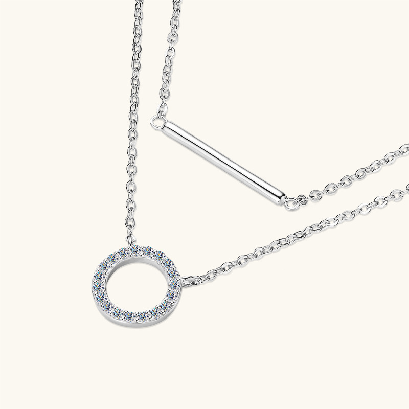 Double Layer Twin Moissanite Women's Necklace