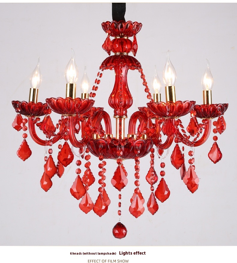 Title 4, European-style Chandelier Red Color Crystal Lam...