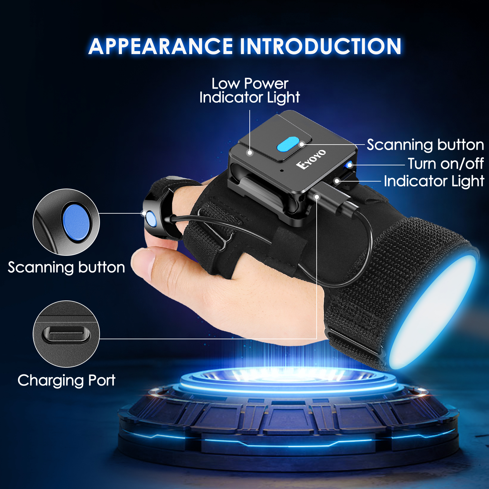 Portable Two-dimensional Wrist Barcode Scanner Gloves Bluetooth Scanner - Image 4