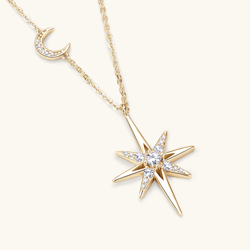 Women's Eight Awn Star Diamond Necklace