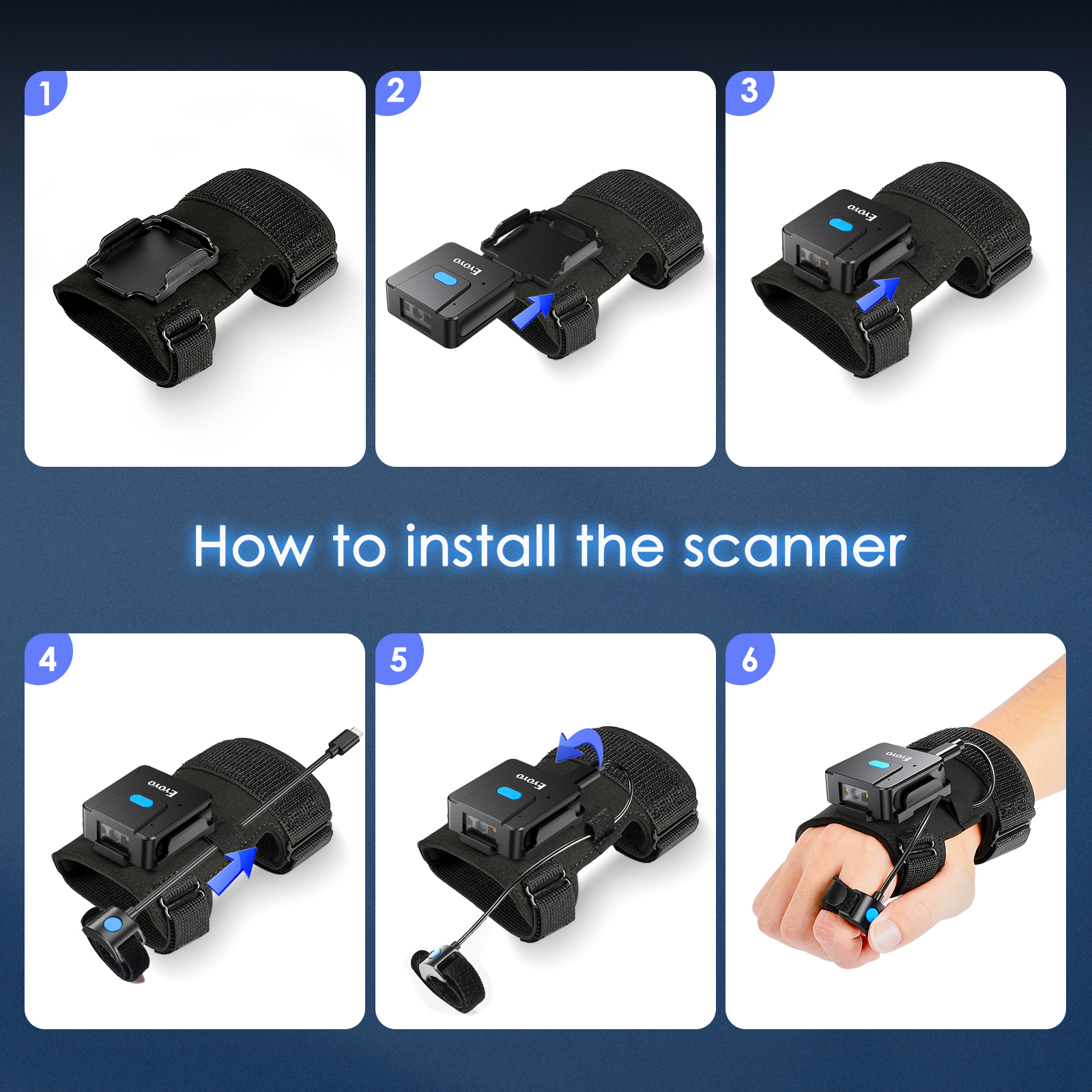 Portable Two-dimensional Wrist Barcode Scanner Gloves Bluetooth Scanner - Image 3