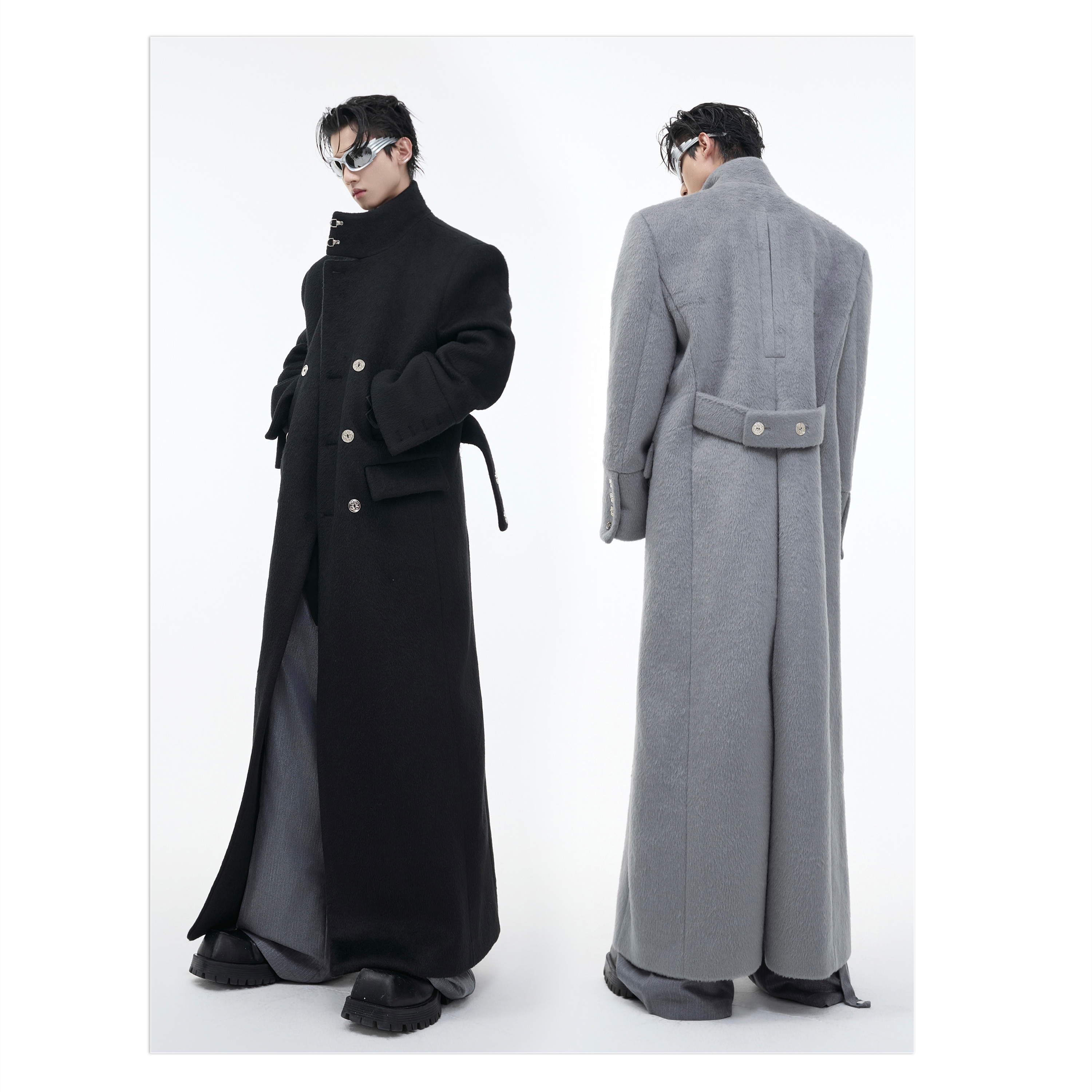 Stand Collar Profile Woolen Coat Heavy Long Below The Knee Woolen Coat - Image 1