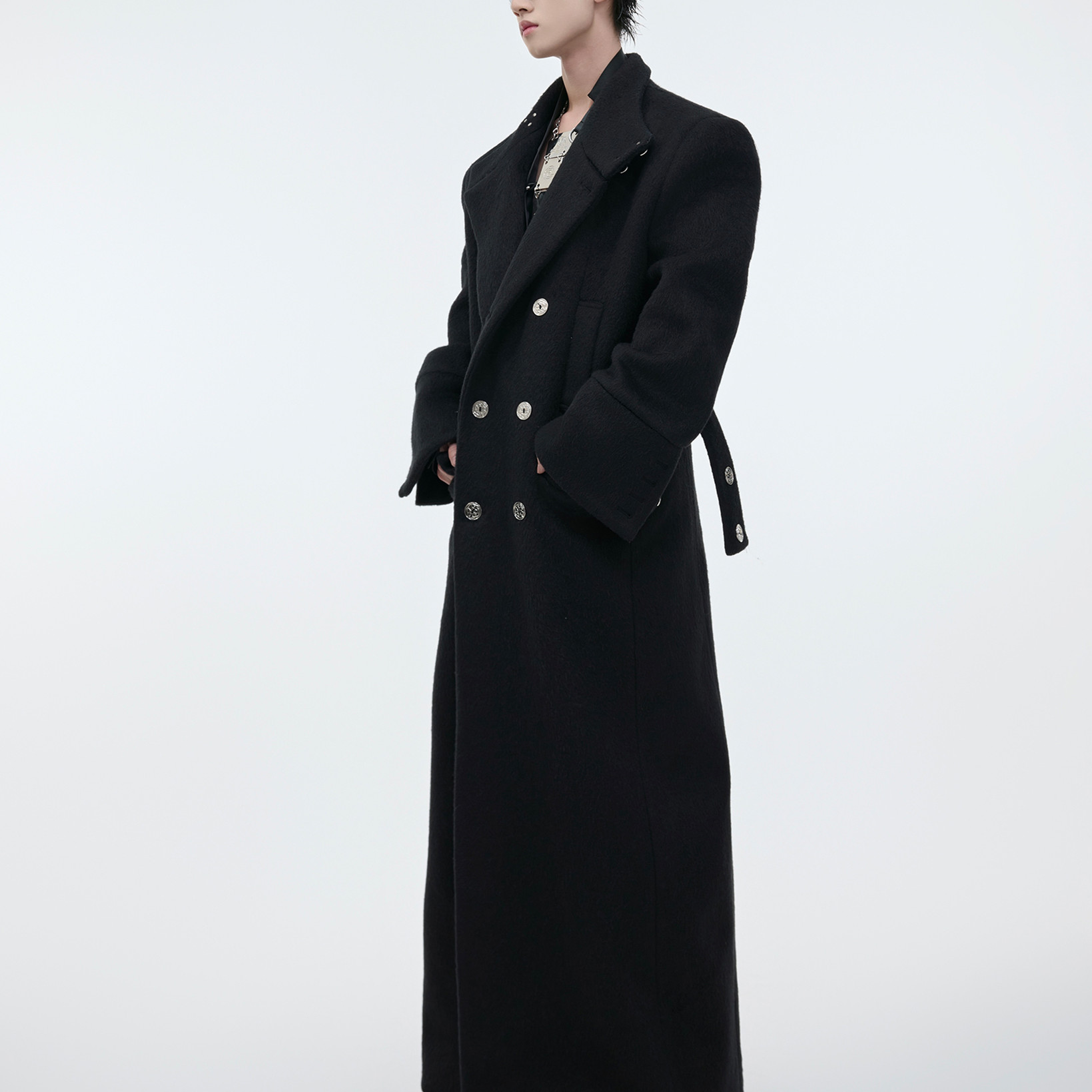 Stand Collar Profile Woolen Coat Heavy Long Below The Knee Woolen Coat - Image 7