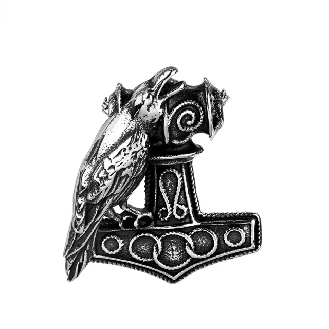 Retro Stainless Steel Men's Pendant Viking Crow Quake Steel Single Pendant - Shop at LoveMi