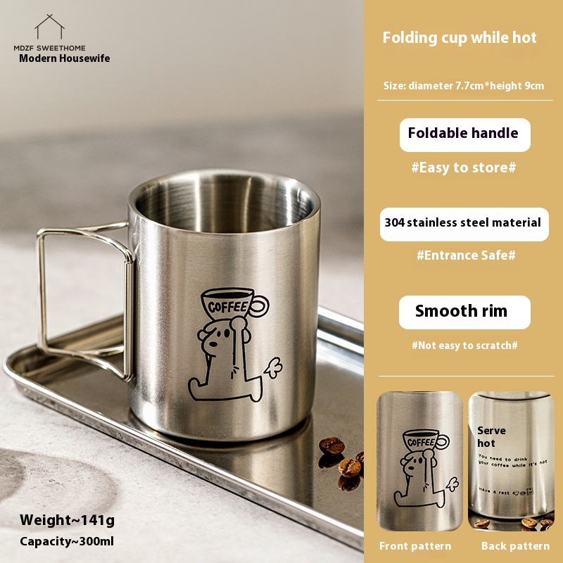 Title 5, Outdoor Portable Home Stainless Steel Folding Cup