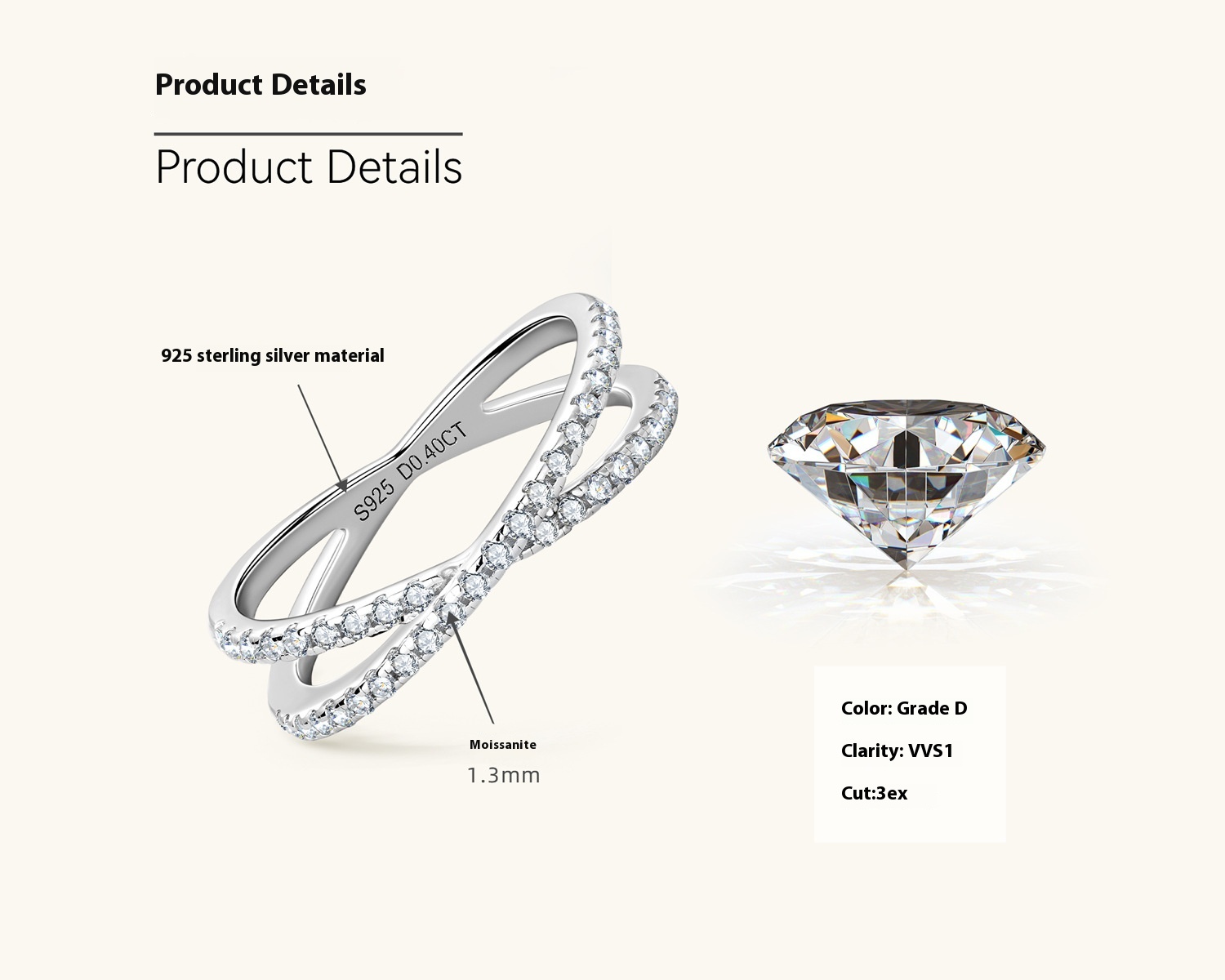 X Diamond Ring 04 Karat