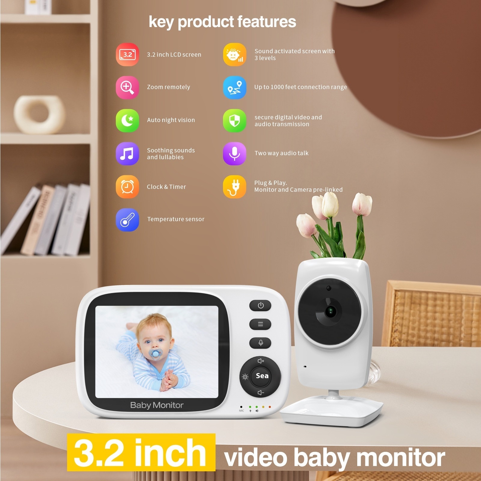 Title 2, Baby Monitor Children Monitor Voice Intercom