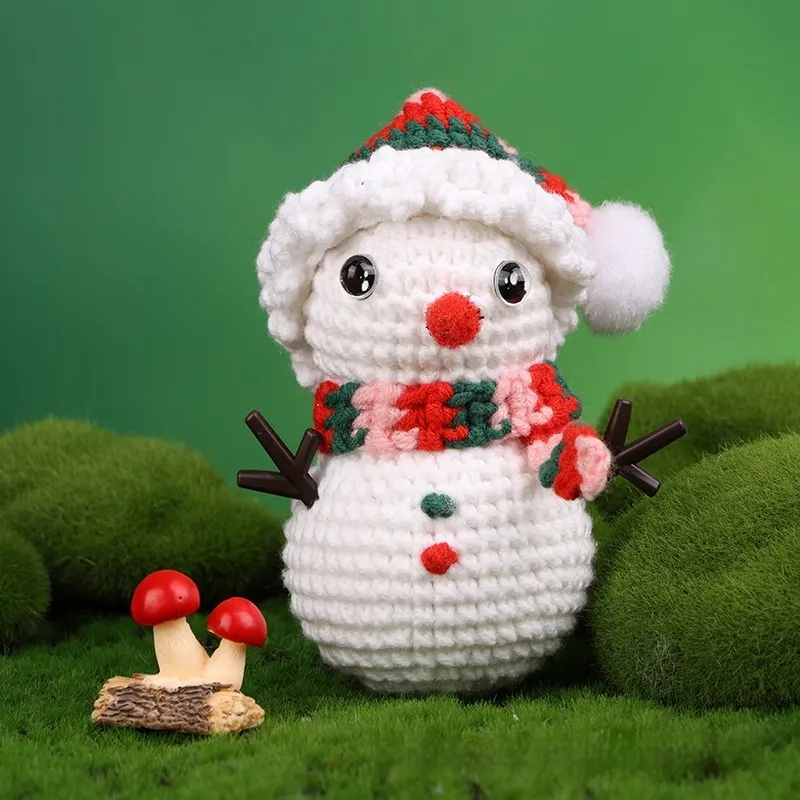 Christmas New Weaving Decoration Handmade Diy Gift - Mixed Color Scarf Snowman