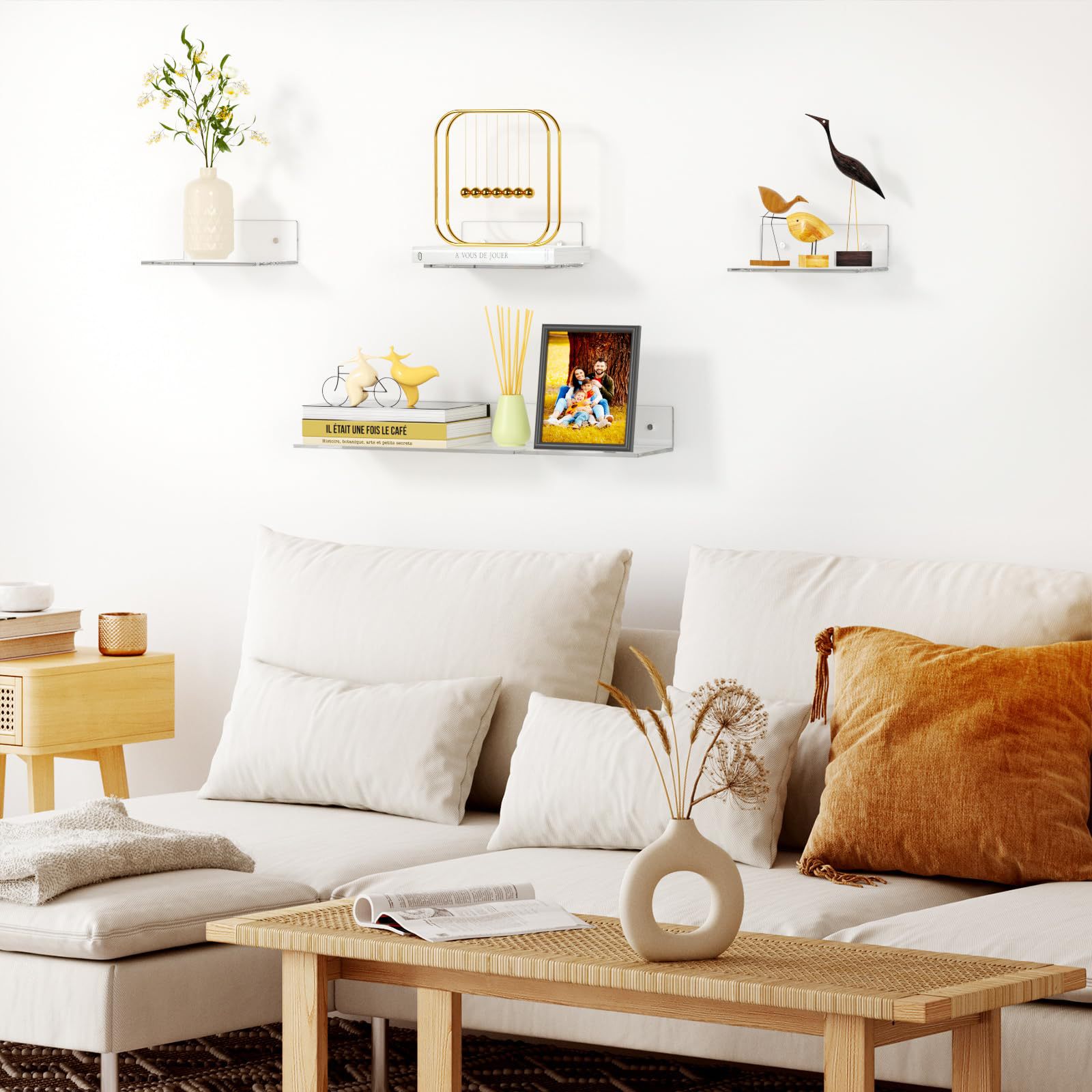 Acrylic L-shaped Shelf Wall-mounted Bookshelf