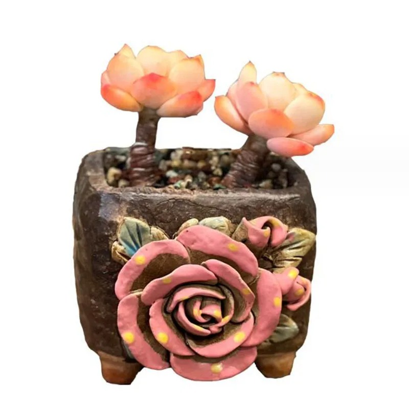 Title 2, Stoneware Medical Stone Hand Pinch Flower Succu...