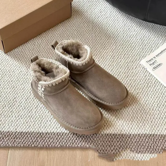 New Snow Sheep Fur Integrated Mini Wool Mouth Ankle Boots Brown - Shop at LoveMi