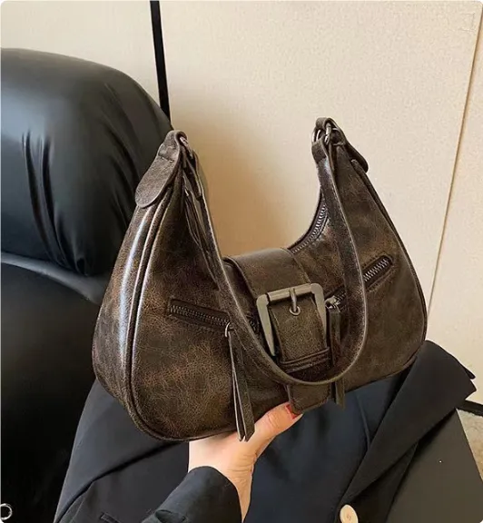 Women's One shoulder Niche Original Design New Autumn And Winter Maillard Style Underarm Bag Coffee - Shop at LoveMi
