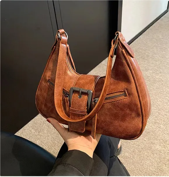 Women's One shoulder Niche Original Design New Autumn And Winter Maillard Style Underarm Bag Brown - Shop at LoveMi
