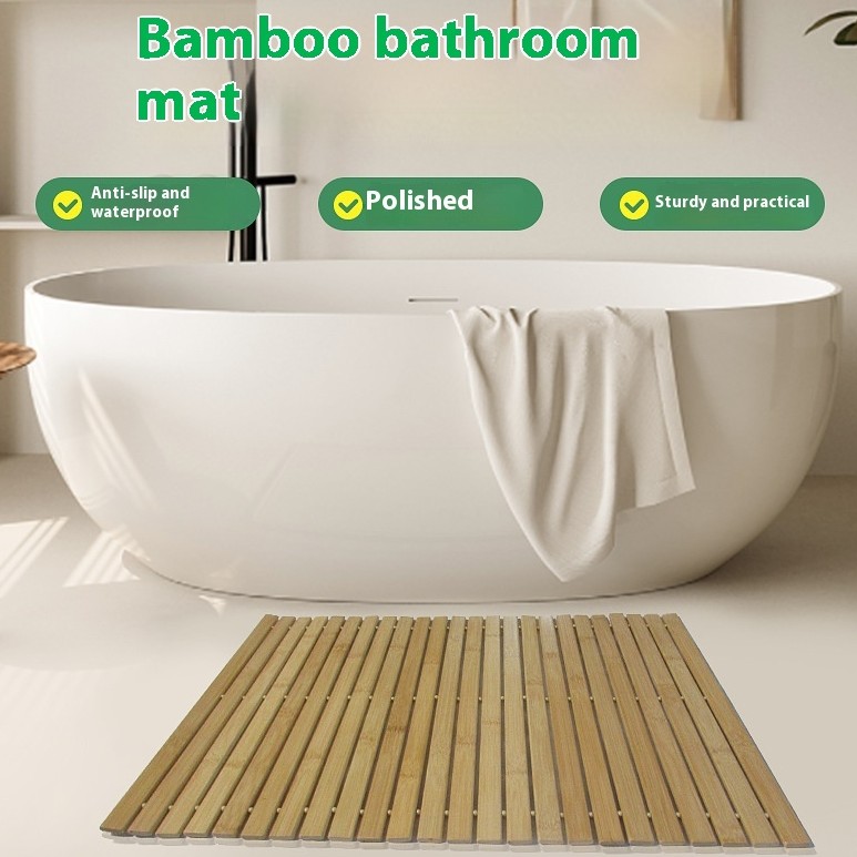Toilet Square Simple Floor Mat Bamboo Mat