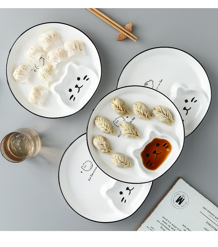 Title 6, Cute Dumpling Plate With Vinegar Dish Ceramic G...