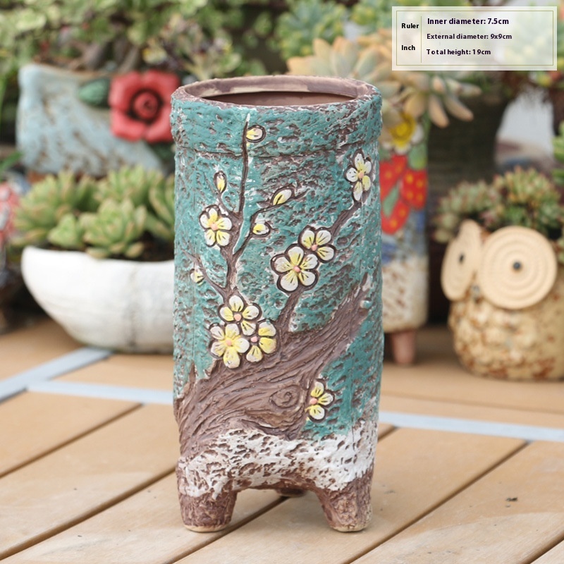 Title 1, Antique Old New Hand-painted Succulent Flower Pot