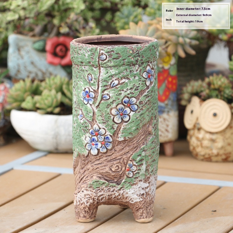 Title 7, Antique Old New Hand-painted Succulent Flower Pot