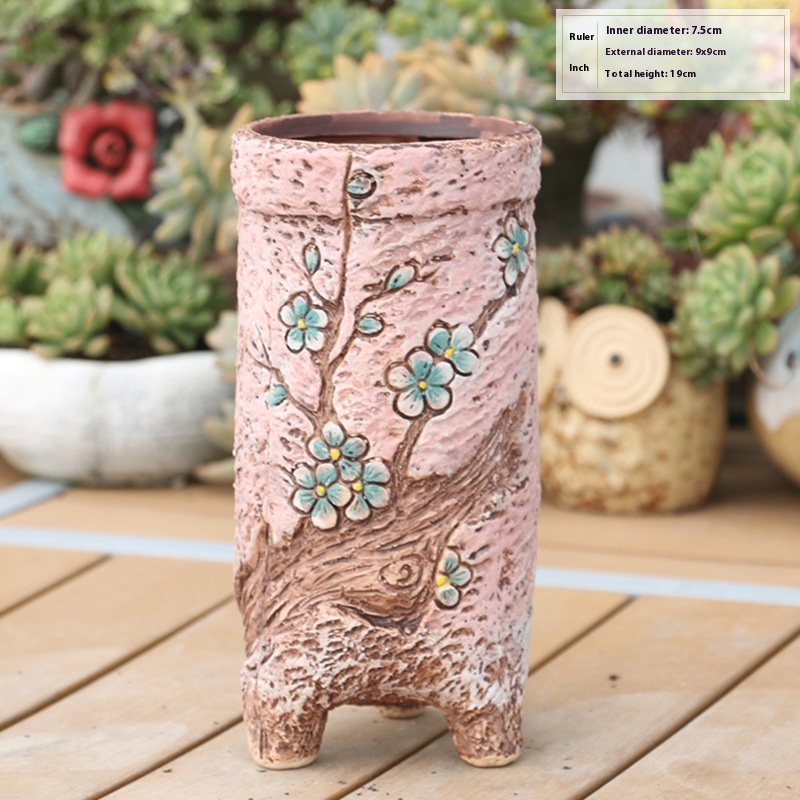 Title 2, Antique Old New Hand-painted Succulent Flower Pot