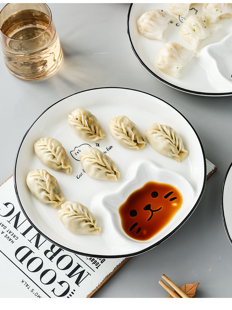 Title 8, Cute Dumpling Plate With Vinegar Dish Ceramic G...