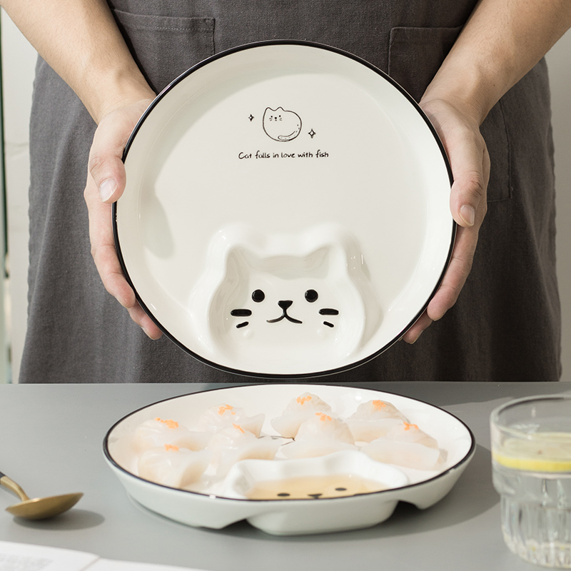 Title 9, Cute Dumpling Plate With Vinegar Dish Ceramic G...