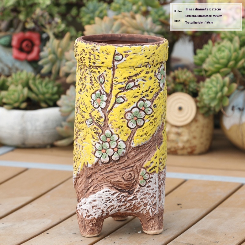 Title 3, Antique Old New Hand-painted Succulent Flower Pot