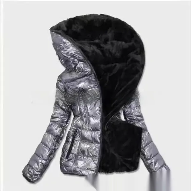 European And American Ladies Cotton Coat New Cotton padded Coat Cotton Jacket Top Silver - Shop at LoveMi