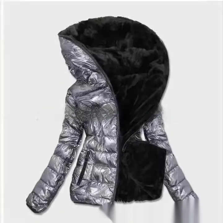 European And American Ladies Cotton Coat New Cotton-padded Coat Cotton Jacket Top - Silver
