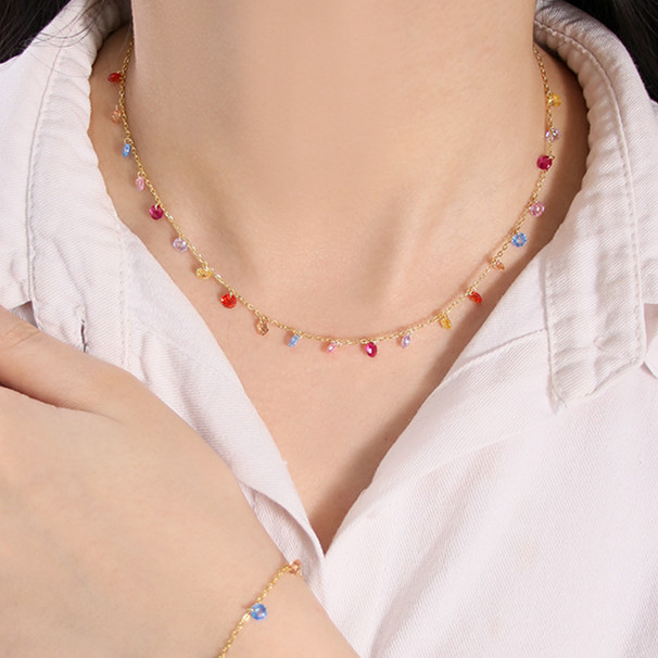 Design Versatile Round Color Zircon Bracelet Sterling Silver