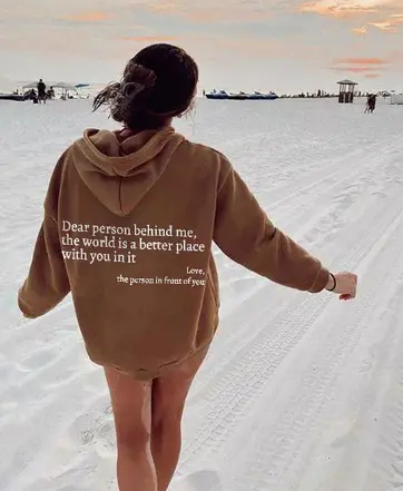Dear Person Behind Me,the World Is A Better Place,with You In It,love,the Person In Front Of You,Women's Brushed Hoody Plain Letter Printed Kangaroo Pocket Draw