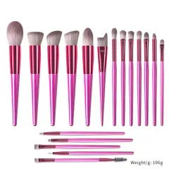 18 Champagne Makeup Brushes Suit Solid Wood Handle Beauty Tools - 18 Rose Red Makeup Brushes - View 1