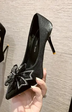 Princess Banquet Crystal Shoes Professional Black