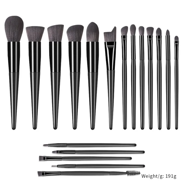18 Champagne Makeup Brushes Suit Solid Wood Handle Beauty Tools 18 Black Makeup Brushes - Shop at LoveMi