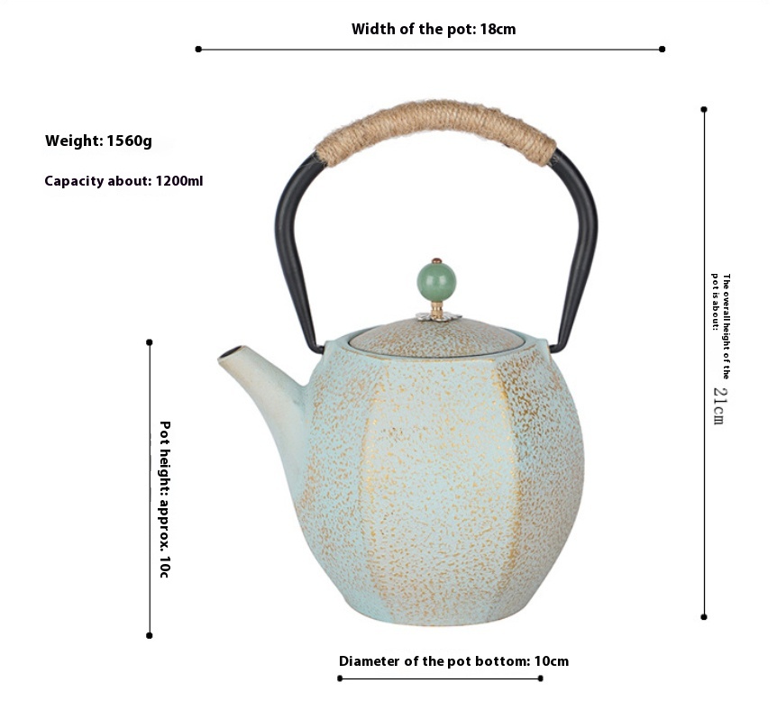 Title 5, Cast Iron Teapot Bright Enamel Inner Wall Kettle