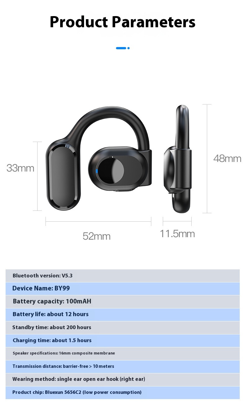 Title 10, New Wireless Right Ear Bluetooth Headset Long S...