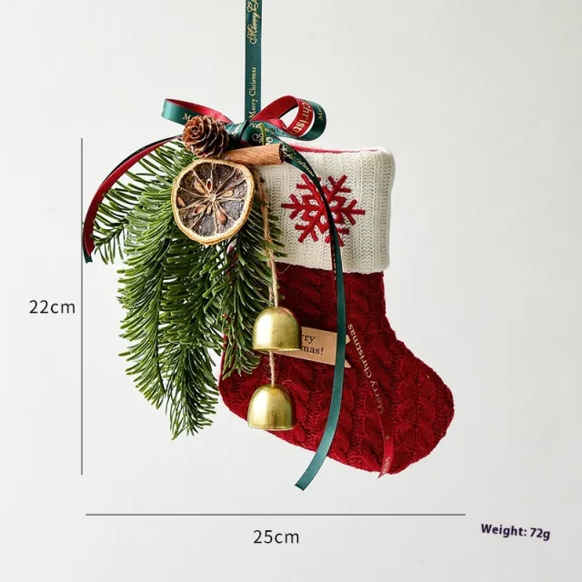 Christmas Decoration Knitted Christmas Stockings Scene Layout Double Bell Decorative Socks - Shop at LoveMi