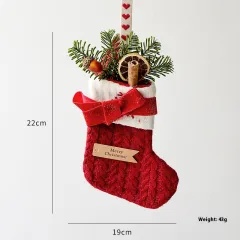 Christmas Decoration Knitted Christmas Stockings Scene Layout - Red Bow Decorative Socks - View 1