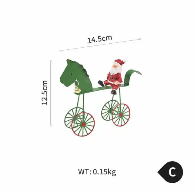 Cute Christmas Wrought Iron Reindeer Snowman Carriage Ornaments C Old Man Green Horse - Shop at LoveMi