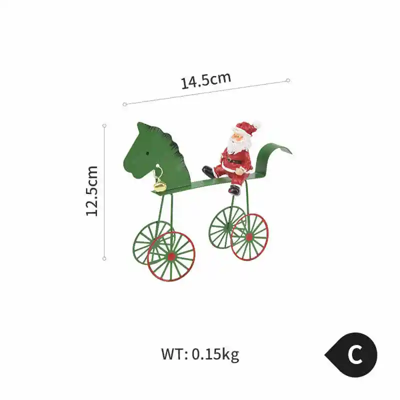 Cute Christmas Wrought Iron Reindeer Snowman Carriage Ornaments - C Old Man Green Horse