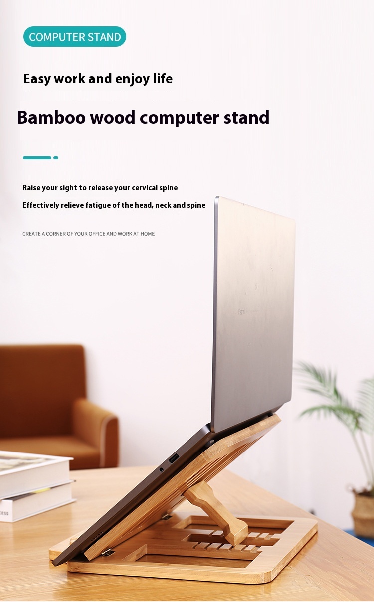 Title 1, Notebook Stand Bamboo Foldable Portable Cooler Pad