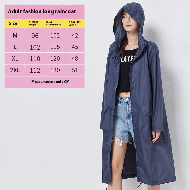 Raincoat Mid-length Windproof Outdoor Poncho Tide - Dark Blue