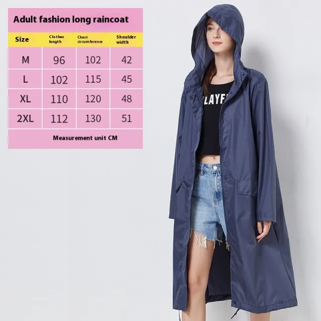 Raincoat Mid length Windproof Outdoor Poncho Tide Dark Blue - Shop at LoveMi