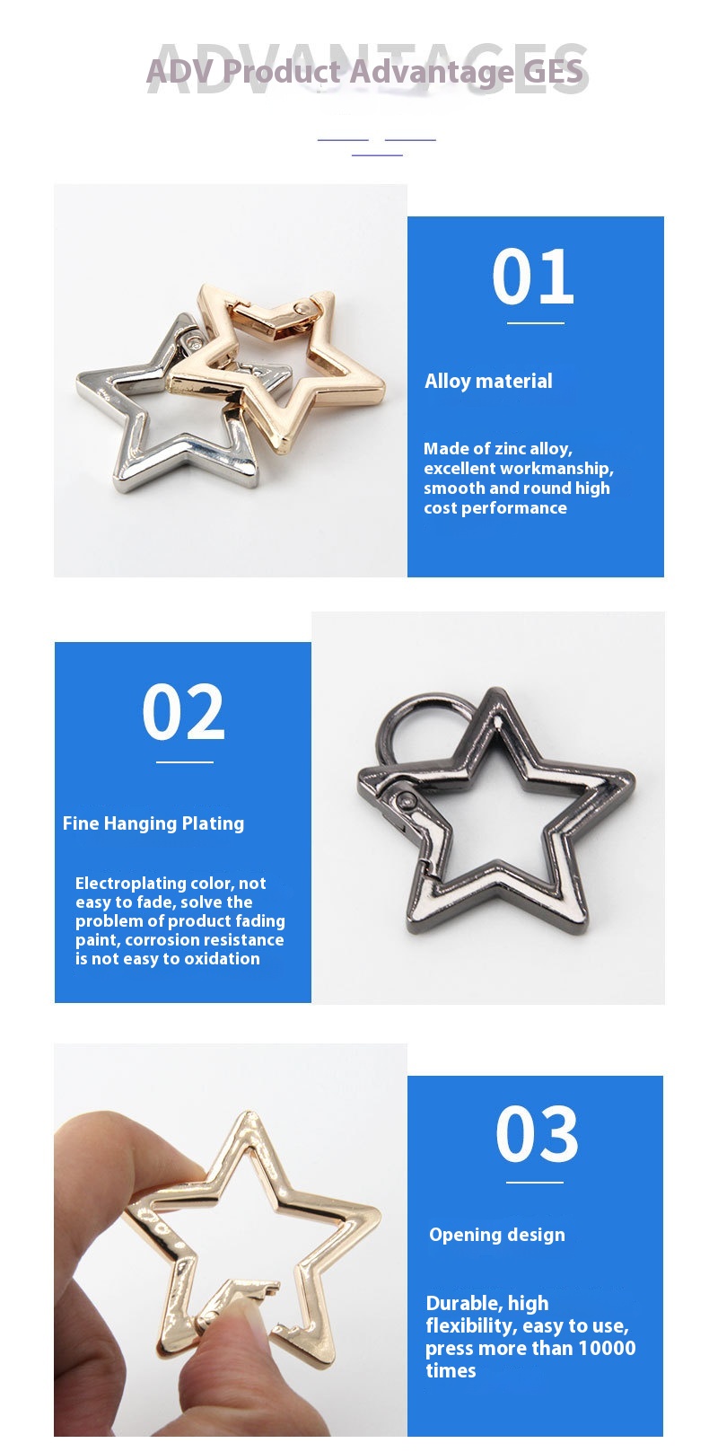 Title 3, Five-Pointed Star Spring Coil Keychain Pendant,...