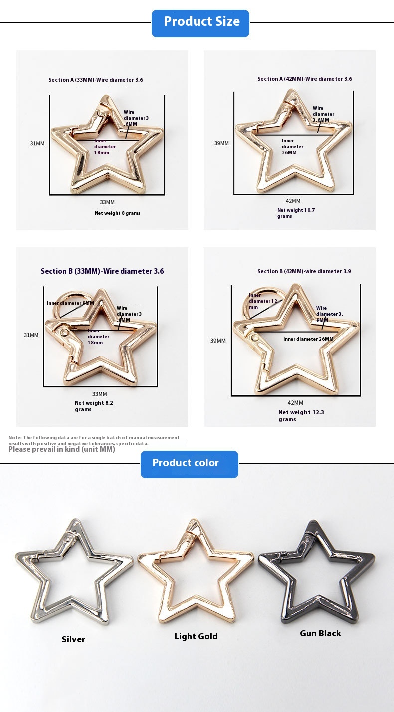 Title 2, Five-Pointed Star Spring Coil Keychain Pendant,...