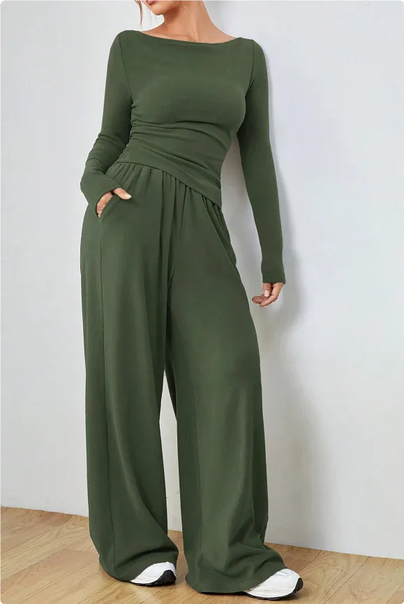 Women's Clothing Irregular Casual Long sleeve Suit Green1 - Shop at LoveMi