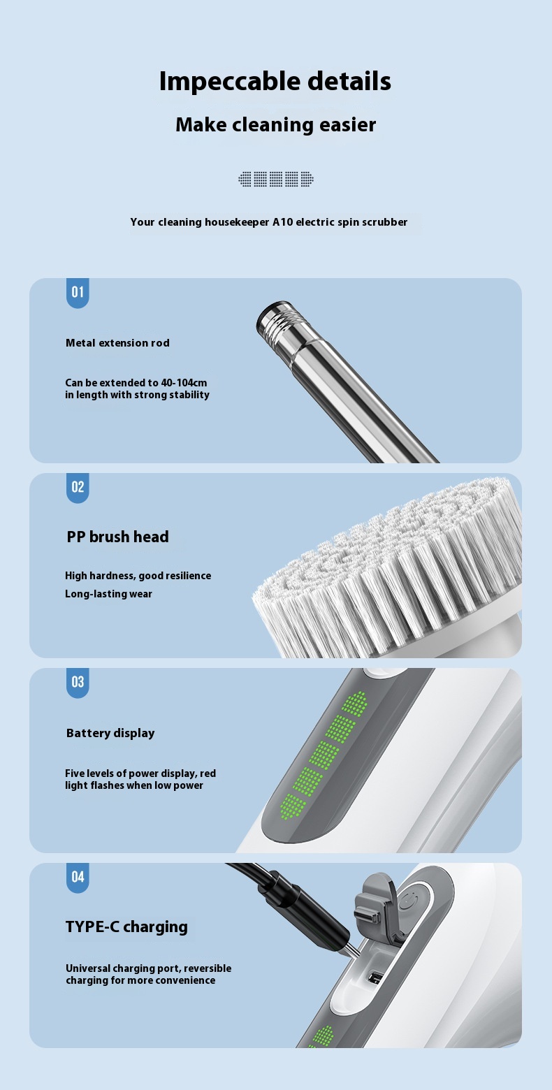 Title 1, Electric Long Handle Cleaning Brush Multi-funct...